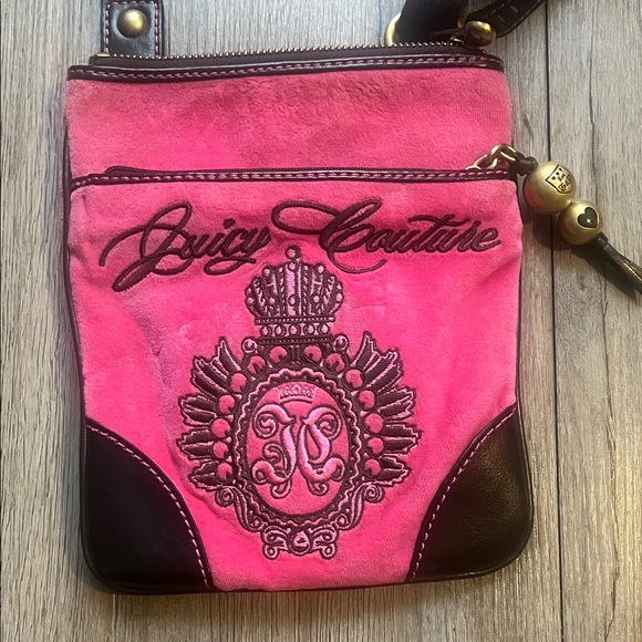 Vintage Juicy Couture Pink and Black Crossbody Bag - Picture 2 of 7